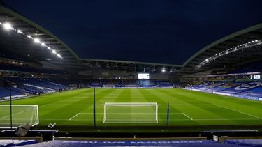 ARCHIVO - Una vista general del estadio Falmer previo a un partido de la Liga Premier entre Brighton y Hove Albion ante Newcastle United, el sábado 20 de marzo de 2021, en Brighton, Inglaterra. (Clive Rose/Pool via AP, Archivo)