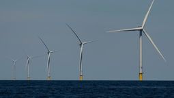 Turbinas de energía eólica en la instalación Vineyard Wind frente a la costa de Massachusetts, el 19 de julio del 2025. (AP foto/Carolyn Kaster)