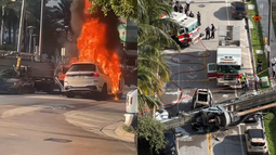 colapsa enorme equipo de construccion en brickell, aplasta vehiculos y deja cuatro personas heridas en miami