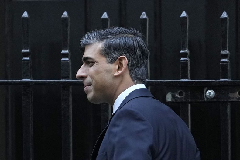 El primer ministro británico Rishi Sunak en Londres el 10 de enero de 2024. (Foto AP /Kirsty Wigglesworth)