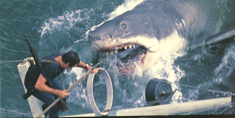 Esta imagen publicada por Peacock muestra a Roy Scheider en una escena de Jaws. (Peacock/Universal Pictures via AP)