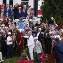 En foto del 6 de mayo del 2023, Javier Castellano montando a Mage reacciona en el círculo de ganadores tras ganar la 149ma edición del Derby de Kentucky en Churchill Downs. El viernes 12 de mayo del 2023, el copropietario de Mage anuncia que participará en Preakness. (AP Foto/Jeff Roberson)