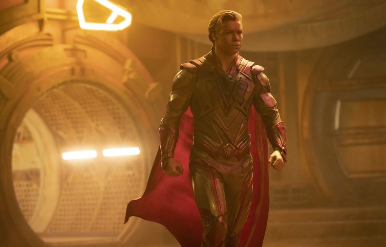 En esta imagen propporcionada por Marvel Studios, Will Poulter como Adam Warlock en una escena de Guardians of the Galaxy Vol. 3. (Jessica Miglio/Marvel Studios-Disney vía AP)