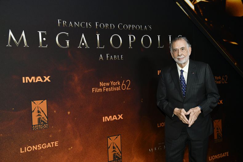 Francis Ford Coppola asiste al estreno de Megalopolis el lunes 23 de septiembre de 2024 en AMC Lincoln Square en Nueva York. (Foto Evan Agostini/Invision/AP)