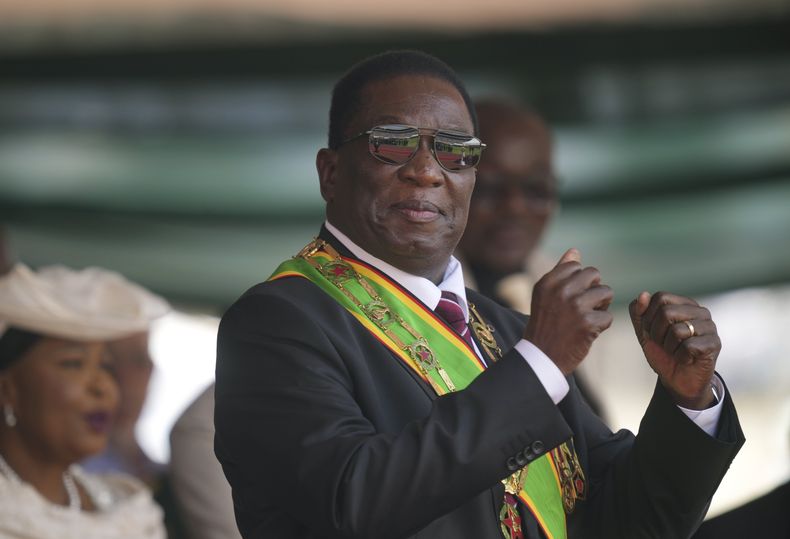 El presidente de Zimbabue Emmerson Mnangagwa en Harare, el 4 de septiembre del 2023. (AP foto /Tsvangirayi Mukwazhi)