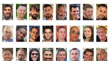 En esta combinación de imágenes del 16 de octubre de 2025, proporcionada por el Foro de Familias de Rehenes, aparecen algunos de los fallecidos que seguían retenidos en Gaza al inicio del reciente cese el fuego, de izquierda a derecha, arriba, Bipin Joshi, Yossi Sharabi, Guy Illouz, Ran Gvili, Eitan Levi, Dror Or, Itay Chen, Uriel Baruch, segunda fila, de izquierda a derecha, Amiram Cooper, Joshua Loitu Mollel, Tamir Nimrodi, Oz Daniel, Omer Neutra, Lior Rudaeff, Inbar Hayman, Meny Godard, tercera fila, de izquierda a derecha, Daniel Peretz, Eliyahu Margalit, Sahar Baruch, Tamir Adar, Tal Haimi, Muhammad Al-Atarash, Hadar Goldin and Arie Zalmanovich. (Foro de Familias de Rehenes vía AP)