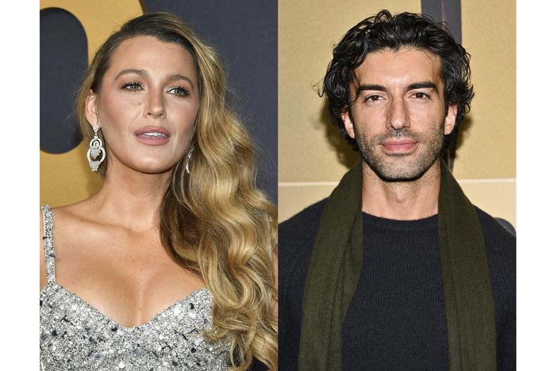 ARCHIVO - Blake Lively en SNL50: The Anniversary Special en el Rockefeller Plaza de Nueva York el 16 de febrero de 2025, a la izquierda, y Justin Baldoni en una proyección especial de The Boys in the Boat en Nueva York el 13 de diciembre de 2023. (Foto Evan Agostini/Invision/AP, archivo)