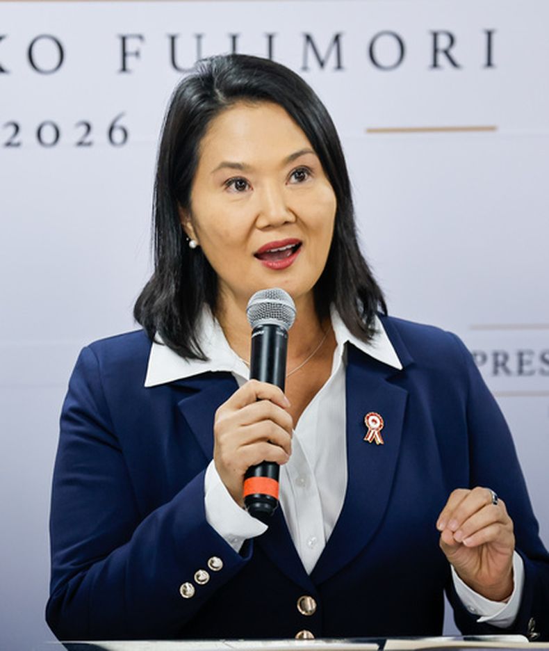 La presidenta electa Keiko Fujimori interviene durante una rueda de prensa en su sede de Lima, Perú, el viernes 3 de julio de 2026. (Foto AP/Bruno Elias)
