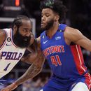 Triple doble de Harden ayuda a 76ers a ganar a Pistons