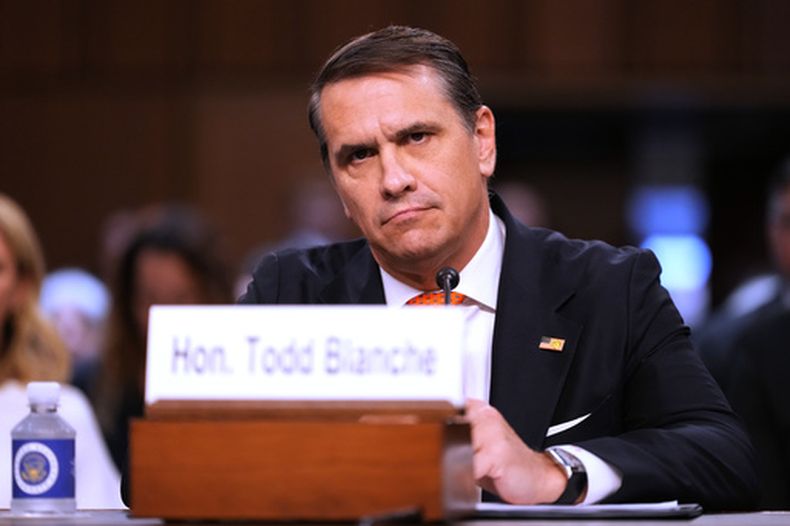 El secretario interino de Justicia Todd Blanche en el Congreso en Washington, el 15 de julio del 2026. (AP foto/Mark Schiefelbein)