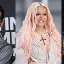 En esta combinación de fotografías, el productor y compositor Edgar Barrera, Karol G, y Shakira, quienes son algunos de los más nominados al Latin Grammy 2023. Barrera tiene 13 nominaciones, Karol G y Shakira 7 cada una. (Foto AP)