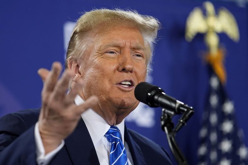 El expresidente estadounidense Donald Trump en un evento de campaña el 27 de enero de 2024 en Las Vegas.. (Foto AP /John Locher)