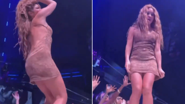 shakira se bajo de la tarima para evitar que fans grabaran debajo de su falda, pero fue muy tarde (video)