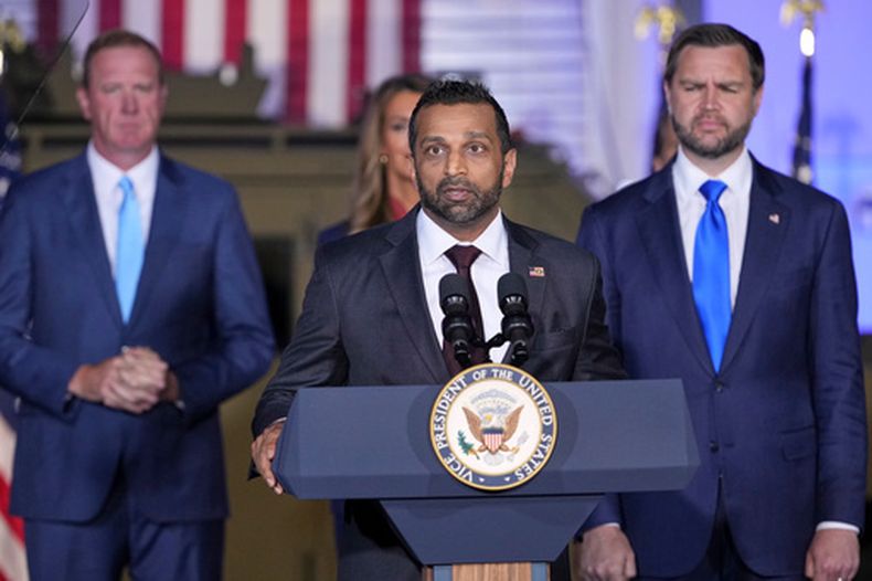 El director del FBI Kash Patel habla en un evento en Kansas City, Missouri, el 14 de septiembre del 2026. (AP foto/Mark Schiefelbein, Pool)