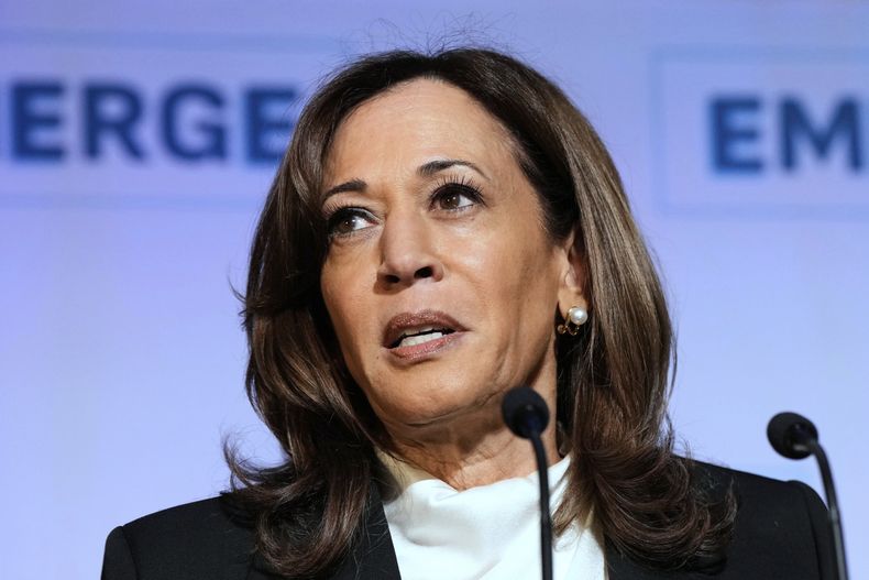 La ex vicepresidenta estadounidense Kamala Harris en San Francisco el 30 de abril del 2025. (AP foto/Godofredo A. Vásquez)