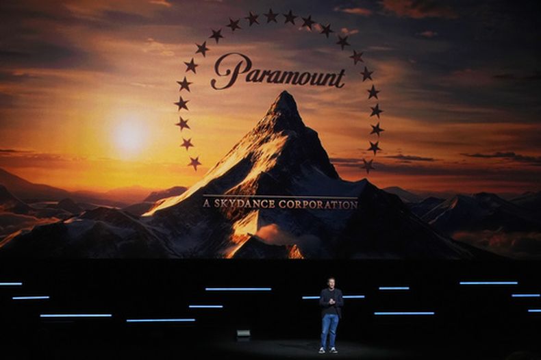 David Ellison, director ejecutivo de Paramount Skydance, interviene durante la presentación de Paramount Pictures en CinemaCon el jueves 16 de abril de 2026, en el Caesars Palace de Las Vegas. (Foto AP/Chris Pizzello)
