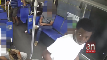 captado en camara como le arrebatan una cadena a un hombre en un autobus de miami-dade