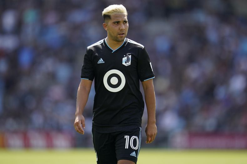 ARCHIVO - El volante Emanuel Reynoso (10) del Minnesota United durante el partido contra Portland Timbers en la MLS, el 30 de julio de 2022, en Saint Paul, Minnesota. (AP Foto/Abbie Parr)
