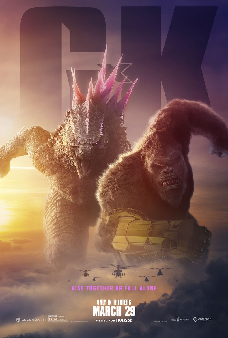 En esta imagen proporcionada por Warner Bros. Pictures, el arte promocional de Godzilla x Kong: The New Empire. (Warner Bros. Pictures vía AP)