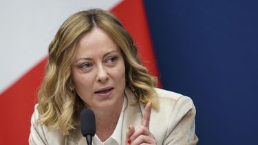 ARCHIVO – La primera ministra italiana, Giorgia Meloni, en una conferencia de prensa de fin de año en Roma, el 9 de enero de 2025. (AP Foto/Alessandra Tarantino, Archivo)