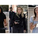 Esta combinación de imágenes, de izquierda a derecha, muestra a la reportera de la Casa Blanca de MS NOW Akayla Gardne; la reportera de la Casa Blanca de CNN Betsy Klein y la reportera de la Casa Blanca de Politico Cheyenne Haslett cerca del complejo de la Casa Blanca, después de que se les negara la entrada al recinto y se confiscaran sus acreditaciones tras ser vetadas por el presidente, Donald Trump, el sábado 19 de septiembre de 2026, en Washington. (AP Fotos/Jose Luis Magana)