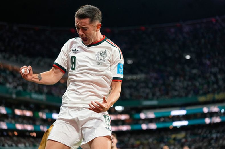 El mexicano Álvaro Fidalgo celebra después de anotar el tercer gol de México en su partido ante Chequia por el Grupo A del Mundial, el miércoles 24 de junio de 2026, en Ciudad de México. (AP Foto/Silvia Izquierdo)