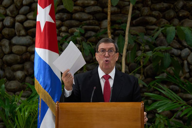 El ministro de Exteriores cubano Bruno Rodríguez en conferencia de prensa en La Habana, el 21 de octubre del 2026. (AP foto/Ramon Espinosa)