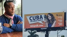 empresario cubano americano hugo cancio pone valla con el logo de etecsa en la autopista palmetto promocionando las recargas a cuba