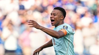 Kylian Mbappé celebra tras la victoria de Francia contra Marruecos en la victoria 1-0 en los cuartos de final del Mundial, el jueves 9 de julio de 2026, en Foxborough, Massachusetts. (AP Foto/Martin Meissner)