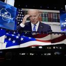 Una imagen del presidente Joe Biden se proyecta en una pantalla, en la última noche dela Convención Nacional Republicana de 2024 en el Fiserv Forum, el jueves 18 de julio de 2024, en Milwaukee. (AP Foto/Carolyn Kaster)