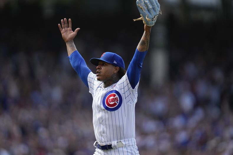 Marcus Stroman de los Cachorros tras lanzar un juego completo ante los Rays de Tampa Bay, el lunes 29 de mayo de 2023, en Chicago. (AP Foto/Erin Hooley)