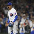 El venezolano Adbert Alzolay, cerrador de los Cachorros de Chicago, celebra el final del duelo ante los Rays de Tampa Bay, el martes 30 de mayo de 2023 (AP Foto/Paul Beaty)