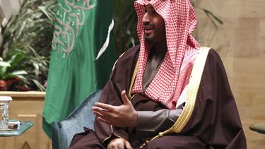 El príncipe saudí Mohammed bin Salman durante su reunión con el secretario de Estado Marco Rubio in Riad, Arabia Saudí, el 17 de febrero del 2025. (Evelyn Hockstein/Pool Photo via AP)