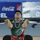 Jonathan Ramos, de México, compite en el levantamiento de pesas, división de los 96 kilogramos, en los Juegos Centroamericanos y del Caribe de San Salvador, el lunes 26 de junio de 2023 (AP Foto/Arnulfo Franco)