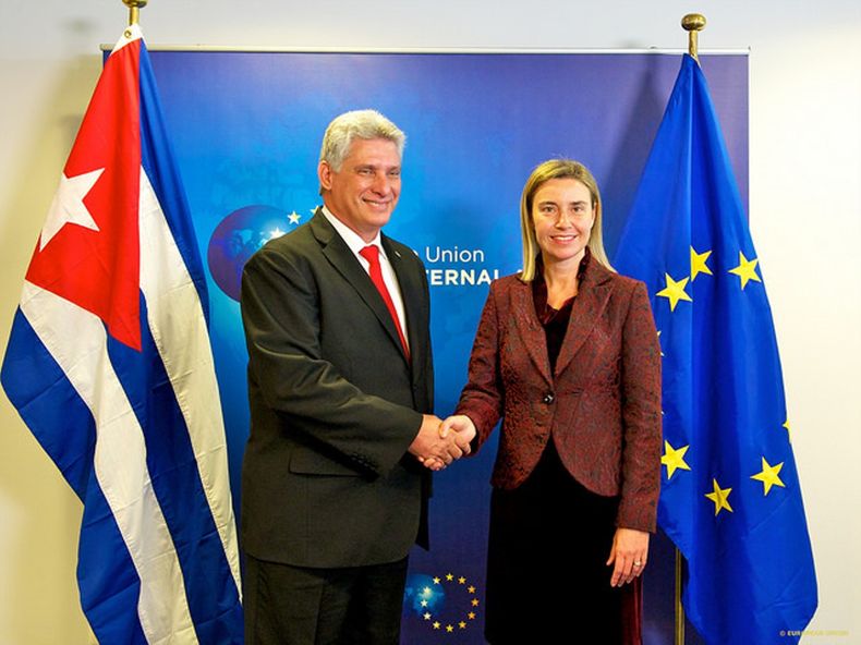 Miguel Díaz Canel y Federica Mogherini