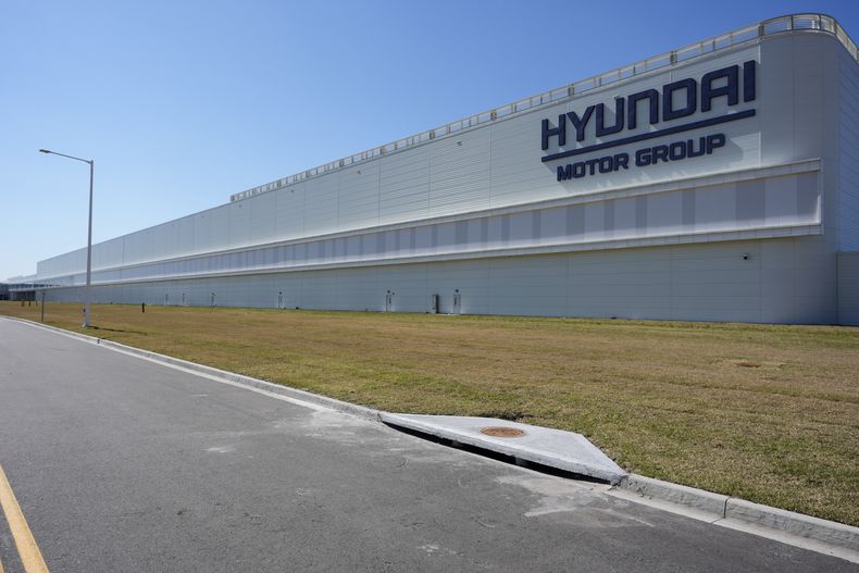 La fábrica Metaplant America de Hyundai Motor Group, el 26 de marzo de 2025, en Ellabell, Georgia. (AP Foto/Mike Stewart, Archivo)