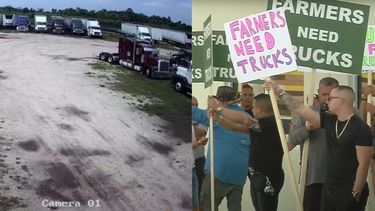 miami: protesta de camioneros tras no poder parquear sus camiones en sus parcelas agricolas