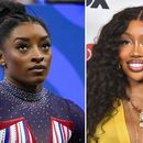 Esta fotografía combinada muestra a la gimnasta Simone Biles en las Pruebas Olímpicas de Gimnasia de Estados Unidos el 30 de junio de 2024 en Minneapolis, izquierda, y a SZA en los Premios iHeartRadio Music el 1 de abril de 2024 en Los Ángeles. (Foto AP)