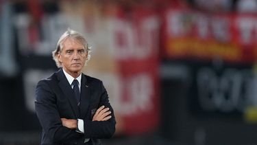 El técnico de Italia Roberto Mancini durante el partido contra Bélgica en la Liga de Naciones, el viernes 25 de septiembre de 2026, en Roma. (Alfredo Falcone/LaPresse vía AP)