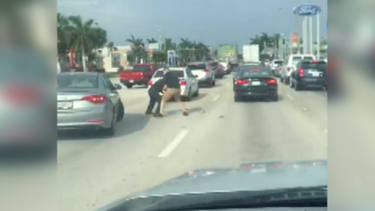 a batazos y punetazos termino una pelea entre conductores en plena calle de hialeah