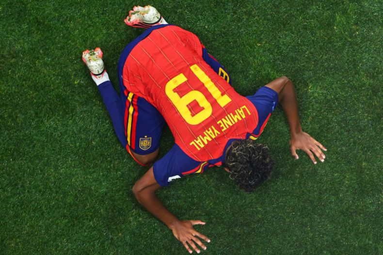 El español Lamine Yamal celebra después de anotar un gol ante Arabia Saudí en partido por el Grupo H del Mundial, el domingo 21 de junio de 2026, en Atlanta. (AP Foto/Colin Hubbard)
