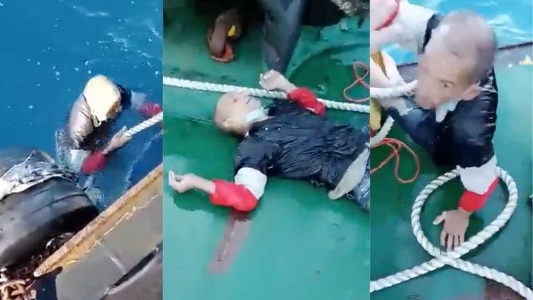 DESGARRADOR: captan el rescate de un balsero cubano a punto de morir ahogado