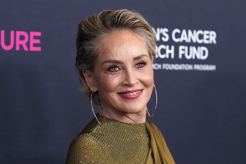 ARCHIVO - La galardonada con el Premio Courage Sharon Stone posa en la gala An Unforgettable Evening en beneficio a Womens Cancer Research Fund, en Beverly Hills, California, el 16 de marzo de 2023. Stone inauguró una exposición con algunas de sus pinturas en C. Parker Gallery en Greenwich, Connecticut que estará abierta hasta el 3 de diciembre. (Foto AP/Chris Pizzello, archivo)