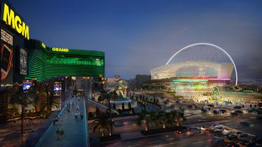 Representación del propuesto estadio de los Atléticos de Oakland para un nuevo estadio en Las Vegas presentado por el equipo el viernes 26 de mayo del 2023. (Oakland Athletics via AP)