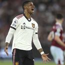 En foto del 7 de mayo del 2023, Marcus Rashford del Manchester United reacciona durante el encuentro ante el West Ham en la Liga Premier. El viernes 12 de mayo del 2023, Rashford está en duda para el encuentro del sábado. (AP Foto/Ian Walton)