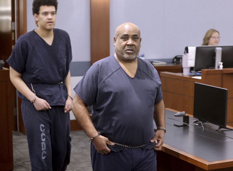 Duane Keffe D Davis, acusado de orquestar el asesinato en 1996 del ícono del hip hop Tupac Shakur, llega a la corte en el Centro de Justicia Regional en Las Vegas, el martes 25 de junio de 2024. (K.M. Cannon/Las Vegas Review-Journal via AP, Pool)