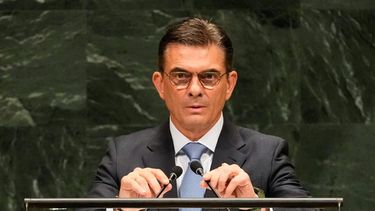 El presidente de Bolivia, Rodrigo Paz Pereira, interviene durante el 81.º período de sesiones de la Asamblea General de las Naciones Unidas en la sede de la organización, el jueves 24 de septiembre de 2026. (Foto AP/Seth Wenig)