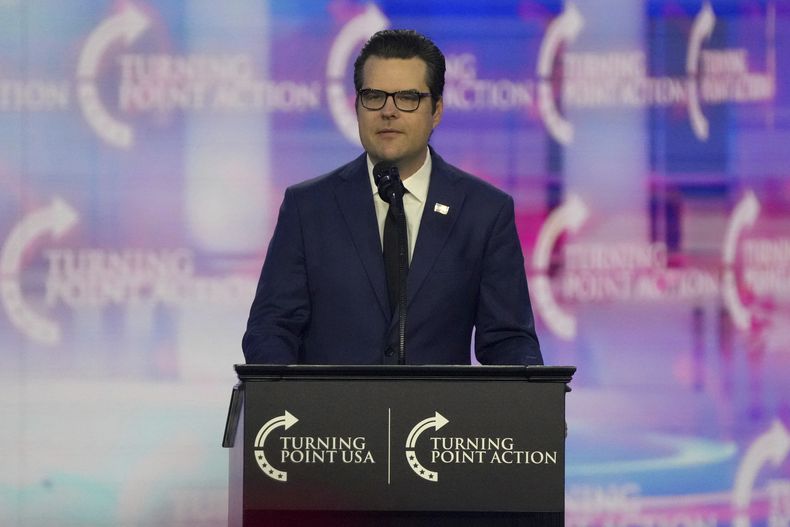 El excongresista republicano por Florida, Matt Gaetz, en un evento en Phoenix, el 22 de diciembre del 2024. (AP Foto/Rick Scuteri)