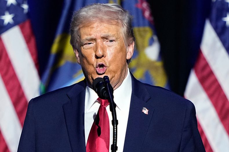 El presidente estadounidense Donald Trump en un evento en Detroit, el 13 de enero del 2026. (AP foto/Ryan Sun)